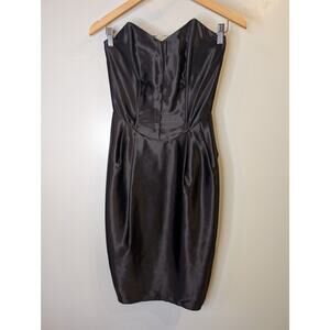 Vintage 1979 Zoo Clothing Black Satin Corset Bodice Tulip Dress Size 10